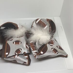 Girls large football hair bow